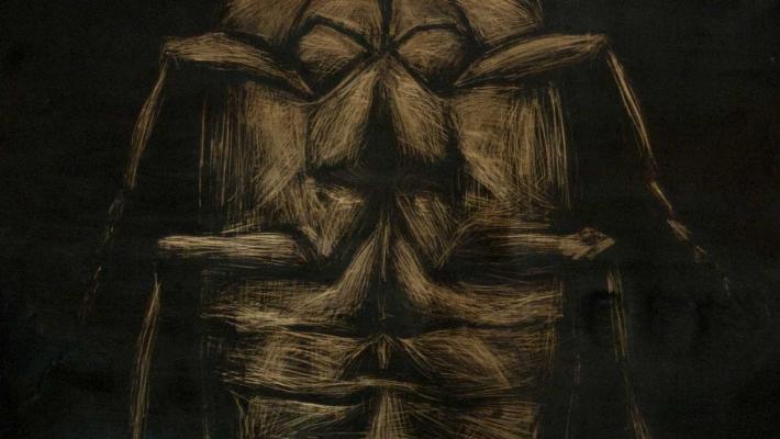 ST de la serie Mundo K, dibujo sobre metal realizado en 2010. ST de la serie Mundo K, dibujo sobre metal realizado en el 2010.